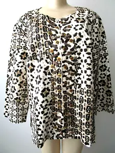 RUBY RD. MULTI-COLOR ANIMAL DESIGN EMBELLISHED 3/4 SLEEVE BLAZER SIZE 18W - NEW - Picture 1 of 7