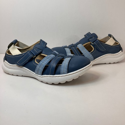 Clarks Collection Teagan Step Blue Leather Sandals Women's Size 10M Comfortable