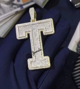 3,2 kt D/VVS runder Moissanit individueller Herrenanhänger - kostenloses Geschenk vergoldet Silber - Bild 1 von 5