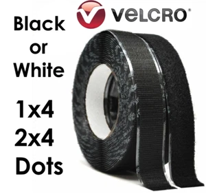 VELCRO® Self Adhesive Hook and Loop Strip Black White Heavy Duty 1" x 2", 4" Dot - Picture 1 of 6