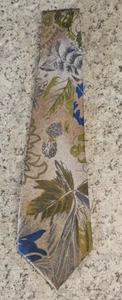 Stafford Men's Neck Tie Floral Flower design tan brown blue green white - Picture 1 of 2