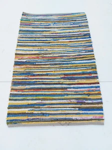Alfombra de algodón india hecha a mano diseño de revestimiento multicolor alfombra de yoga de colección hogar - Imagen 1 de 6