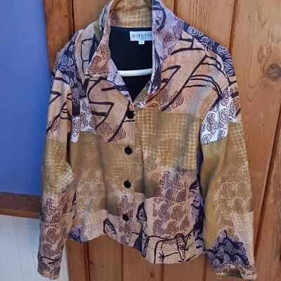 Blazer de algodón Kaktus vintage abstracto Med Sharp ropa artística nuevo sin etiquetas Foto 1 de 4