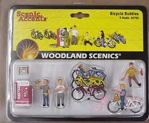 O scale BICYCLE BUDDIES Woodland Scenics Train People # 2752 - Picture 1 of 2