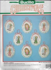 Kit de adornos de punto de cruz contado Bucilla, ÁNGELES CELESTIALES, conjunto 8, sellado, #82845 - Imagen 1 de 5