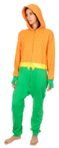 Adult DC Comics Justice League Superhero Arthur Aquaman Hooded One Piece Pajama - Picture 1 of 3