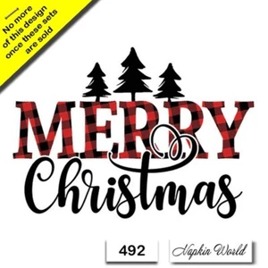 (492) ZWEI Papier LUNCHEON Decoupage Kunst Handwerk Servietten - FROHE WEIHNACHTEN SCHRIFT - Bild 1 von 4