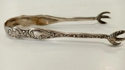 1892 - M. Chamberlain & Son Pat. Sterling Sugar Tongs Victorian Engraved Claws - Image 1 of 4