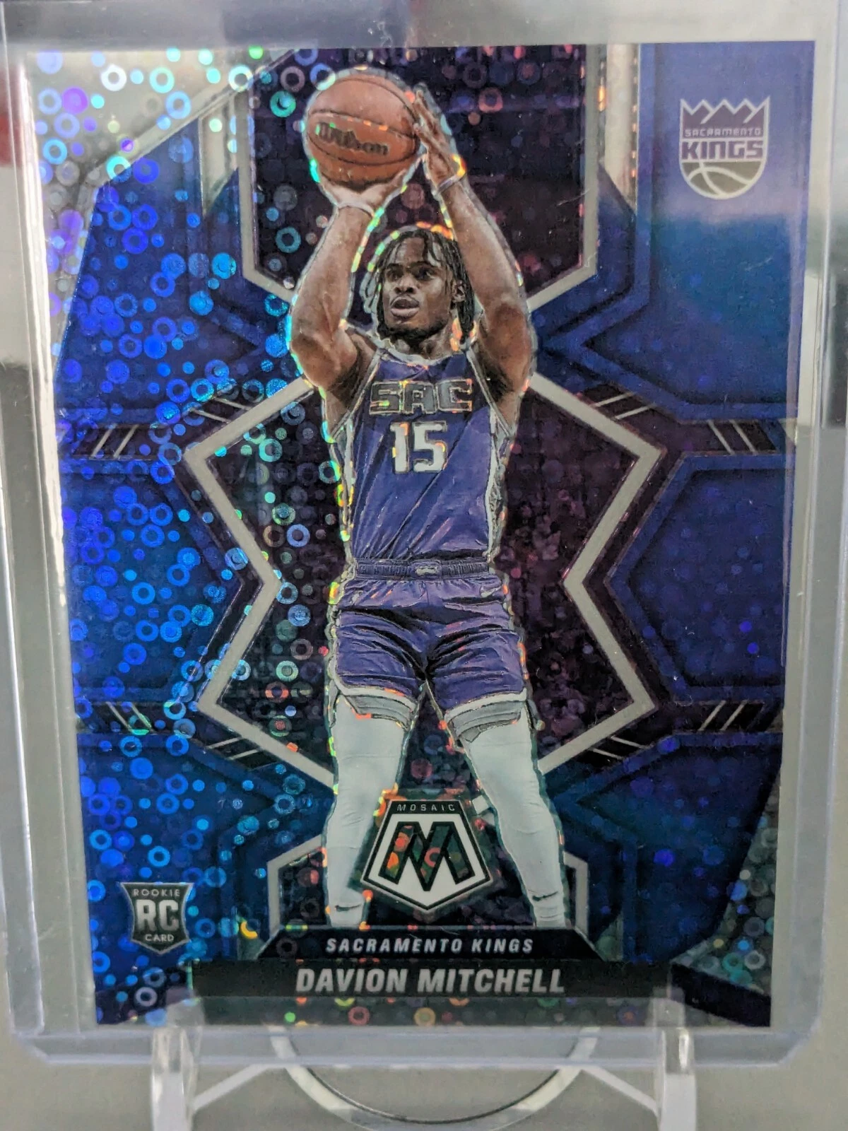 2021-22 Mosaic Davion Mitchell Fast Break Blue /85 Prizm Rookie #208 Kings