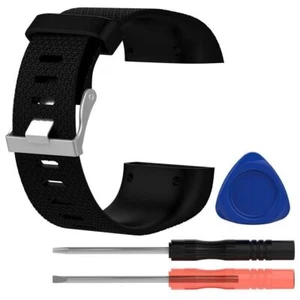 Black Silicone Watch Band Strap Bracelet Wristband Tool Kit For Fitbit Surge - Picture 1 of 4