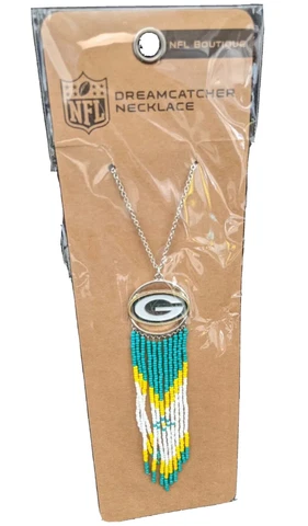 Green Bay Packers Dream Catchers Beaded Necklace  In Package Cover