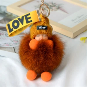 Cute Sleeping Fox Plush Keychain-Fuzzy Pompom Plushie Doll Charm-Wholesale Bulk - Picture 1 of 22