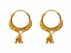 22K/18K Real Certified Fine Yellow Gold Hanged Bell Hoop Earrings