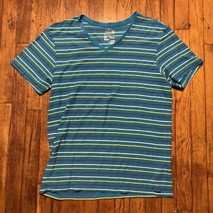 On The Buss V Neck T Shirt Men’s Medium Multicolor Blue - Picture 1 of 7