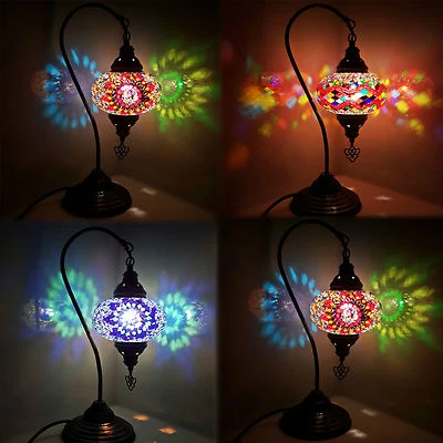 Lámpara Turco Marroquí Vidrio Colorido Mosaico Hecha a Mano Mesa Escritorio Luz BOMBILLA GRATUITA Foto 1 de 3