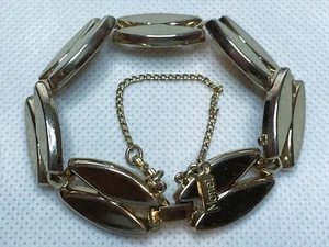 Vintage MONET Gold Tone Link Bracelet - Two Tier Rhombus w/ Connecting Chain - Picture 1 of 4