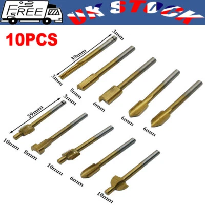 10pcs For Dremel Rotary Tool Sets 1/8" 3mm Mini Shank HSS Titanium Router Bits - Image 1 of 4