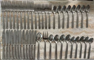 PFF26 Stainless by Pfaltzgraff Satin W/Gloss Criss Cross 18/0, 45pc set - Picture 1 of 4