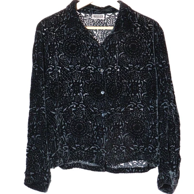 Top Burnout de terciopelo negro Chico’s Design XL Whimsygoth Dark Academia Foto 1 de 4