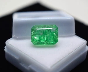 EMERALD 5.95 CT COLOMBIAN EMERALD CUT LOOSE GEMSTONE FOR GIFT - Picture 1 of 4