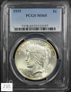 1935 Peace Silver Dollar $1 PCGS MS 65 - Picture 1 of 5