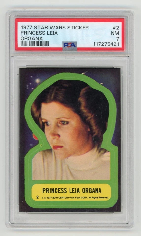 PRINCESS LEIA ORGANA PSA 7 NEAR MINT - 1977 Topps Star Wars Sticker #02 - Image 1 of 2