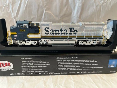 Atlas HO Scale Santa Fe Blue Bonnet Dash 8-40BW #503 DCC & Sound - Image 1 of 4