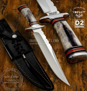 Model # 4730 Custom D2 Steel Bowie Knife by Impact Cutlery Bone Handle - Picture 1 of 12