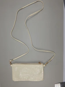 Damen Handtasche Tasche creme mit 55cm Schultergurt Größe 10cm x 19cm (T215) - Bild 1 von 4