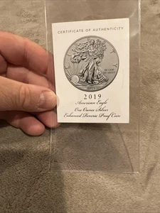 2019 S ENHANCED REVERSE PROOF SILVER EAGLE COA ONLY, CERTICATE 15181 - Picture 1 of 2