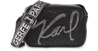 Bandolera Karl Lagerfeld Paris Maybelle Negra Metálica y Cristales Nueva con Etiquetas Foto 1 de 4