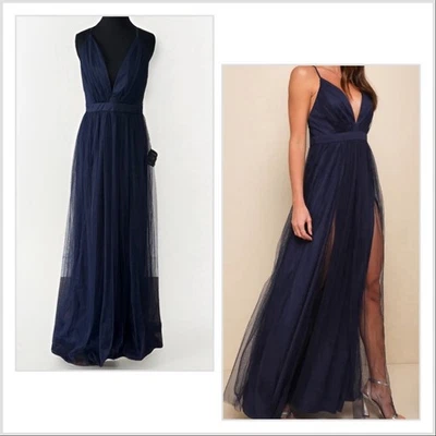 Lulus Rare Beauty Fairy Blue Tulle Maxi Babydoll Dress Size Large Coquette Event - Image 1 of 4