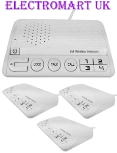 4 WAY WIRELESS CORDLESS 13A PLUG IN MAINS INTERCOM SYSTEM DESK WALL MOUNT - Picture 1 of 1