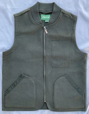 Orvis Wool Blend Moleskin Full Zip Hunting Vest Loden Green Mens Medium EXC - Image 1 of 4