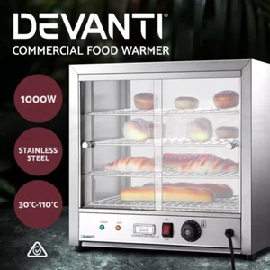 Devanti Commercial Food Warmer Pie Hot Display Showcase Cabinet Stainless Steel - Picture 1 of 8