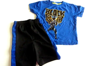 Marvel Black Panther Boy Tee & Short Set, Blue & Black size 5 - Picture 1 of 4