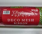 21" x 360" Deco Red & Neon Green Mesh Christmas Wreath Ribbon Hobby Crafting