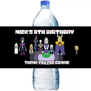 (10) Personalized UNDERTALE Glossy Water Bottle Labels, Party Favors, 2 Sizes - Picture 1 of 2