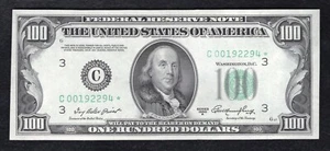FR. 2158-C* 1950-A $100 *STAR* FRN FEDERAL RESERVE NOTE PHILADELPHIA, PA GEM UNC - Picture 1 of 2