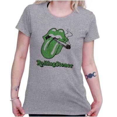 Divertida Camiseta Gráfica Stoner Música Rock And Roll Marihuana Mujer Top Junior Foto 1 de 4