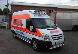 Roof Bar B1 + LEDs For Ford Transit MK6 2000-2006 Front Medium High Stainless - Picture 1 of 8