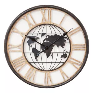 Widdop World Design Wall Clock Made From Wood and Metal Rustic Home Accessory - Picture 1 of 1