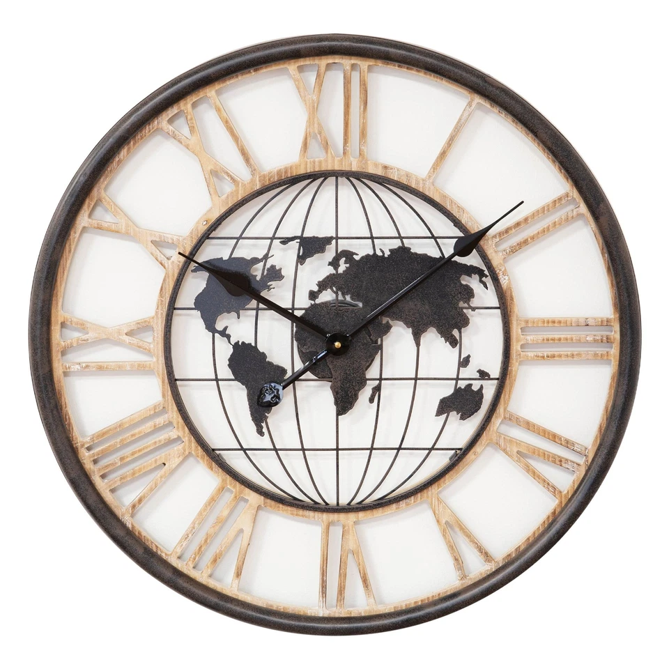 Widdop World Design Wall Clock Made From Wood and Metal Rustic Home Accessory - Image 1 of 1