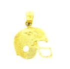 Football Helmet 14k Solid Yellow Gold New Pendant Necklace Charm .84 Inches Long