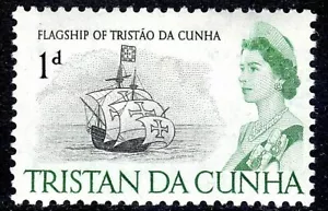 TRISTAN DA CUNHA 1965-67 SG72 QEII 1d. FLAGSHIP OF TRISTAO DA CUNHA - MNH - Picture 1 of 1