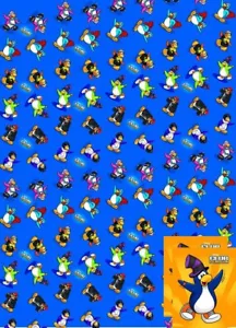 Club Penguin wrapping paper Gift Wrap 2 sheets 49cm x 70cm - Picture 1 of 2