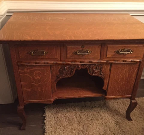 Antique carved oak desk/table Cover