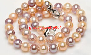 Real NATURAL AAA+ 11-10MM Pink Purple SOUTH SEA PEARL NECKLACE 18" 17" 19" 20"