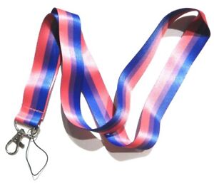 BISEXUAL FLAG LANYARD bi colors LGBT Pride LGBTQIA key chain neck strap 4J
