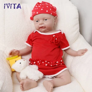 IVITA 18'' Full Silicone Reborn Baby Girl Realistic New Baby Doll Take Pacifier - Bild 1 von 12